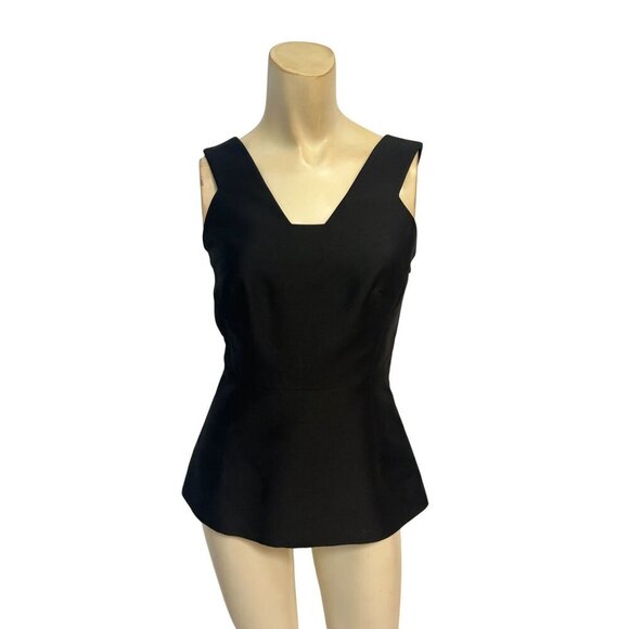 Kate Spade Top Black V-Neck Sleeveless Peplum Hem Back Bow Blouse 0 - Picture 5 of 9